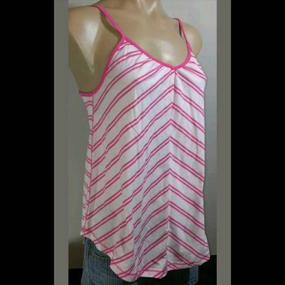 SO WEAR DECLARE IT LT DK PINK STRIPED TANK SHIRT - Picture 2 of 4